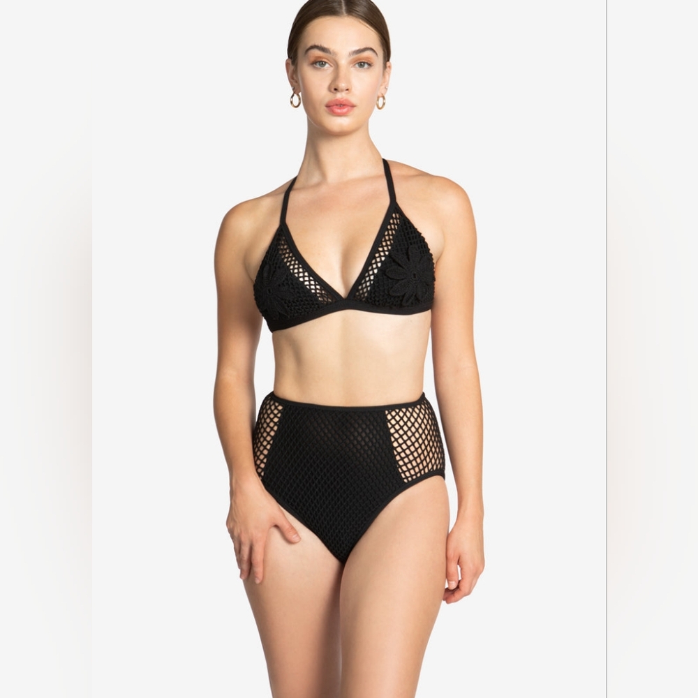 Robin Piccone Black Crochet Bikini Top